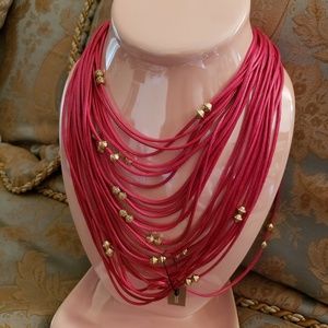 Fushia Multi Strand Necklace